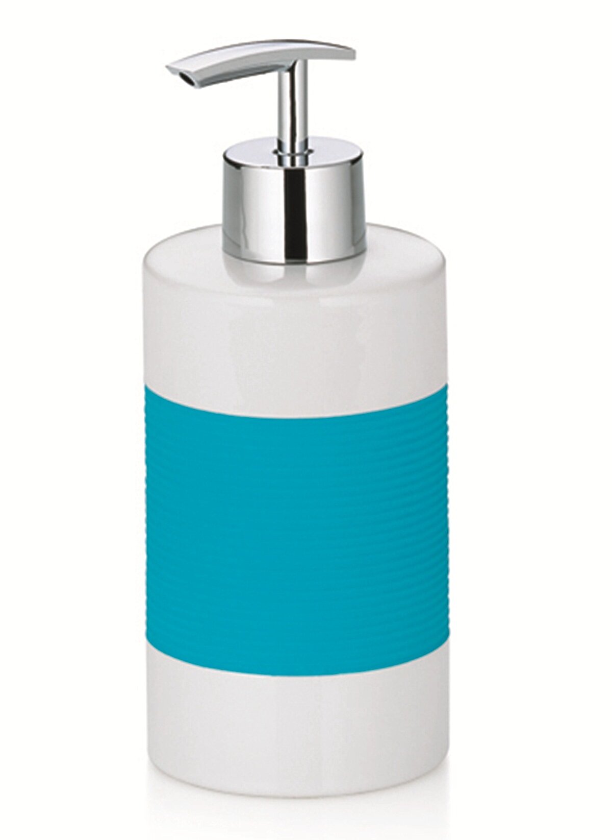 22567 Liquid soap dispenser Laletta turquoise Ceramic rubber groove decor white/turqoise 7cm Ø, 17c