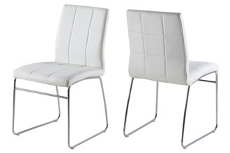 0000058401 Justin dining chair seat/back leather look white PU U-3,base  chrome