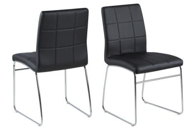 0000058399 Justin dining chair seat/back leather look black PU AU-5, base chrome