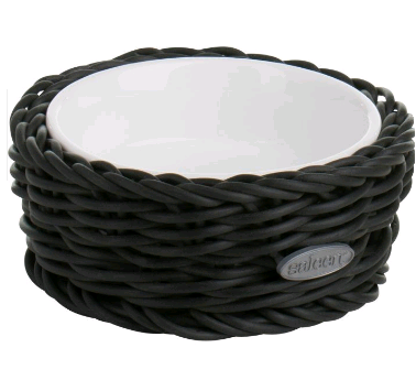 021002 191 60 Porcelain bowl round in basket black    10,5x4,5 cm