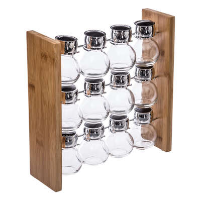 146666  SPICES RACK X12 +BAMBOO BASE