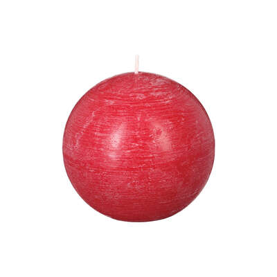 103139  RED RUSTIC BALL CANDLE D10