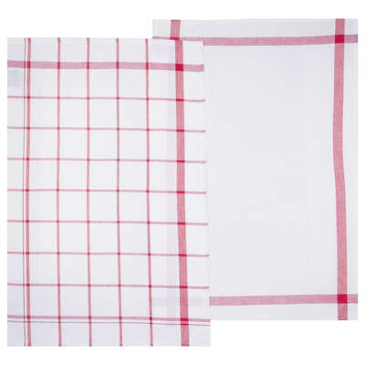146161G   S/2 RED KITCHEN TOWELS 45X70