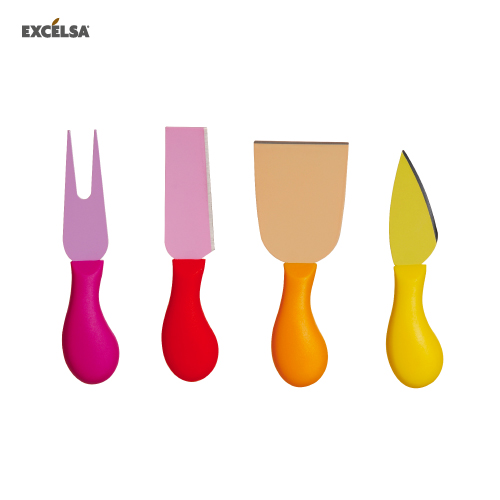 38195 SET OF 4 COLOURED CHEESE KNIVE