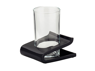 20066 Tumbler Liam black Poly bright with glass cup 10x8,5cm 11,5cm h